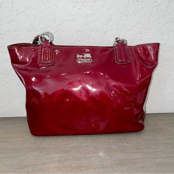 Coach Handbags - COACH 18770 Chelsea Patent Leather Shoulder Tote Bag, Red/Wine